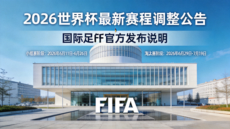 国际足联官方发布2026世界杯最新赛程调整公告，背景为国际足联总部大楼